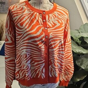 Zara Orange and White Zebra Cardigan